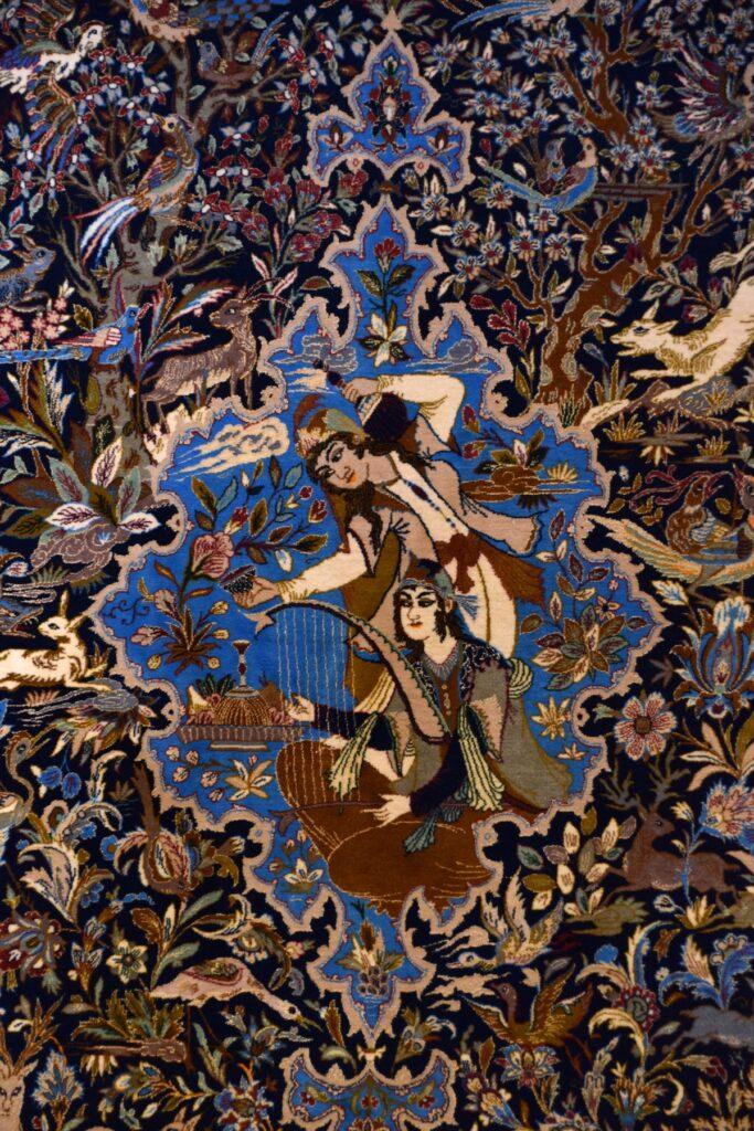 isfahan perser korkwolle seide mit malerei 